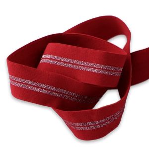 Unterhosengummi in rot-silber gestreift - 25mm breit