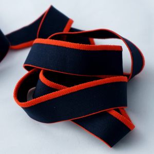 Gummiband in dunkelblau-orange - 26mm breit
