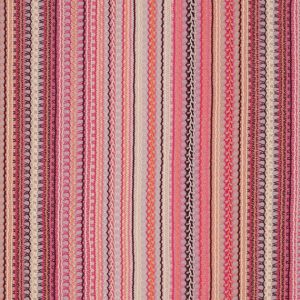 Häkelstoff gestreift in pink, ecru & weinrot