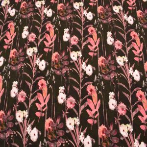  Jersey Stoff mit Aquarell-Blumenmuster