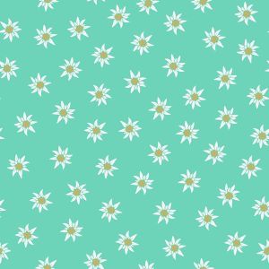 Jersey Stoff mit Edelweiss Muster in mint