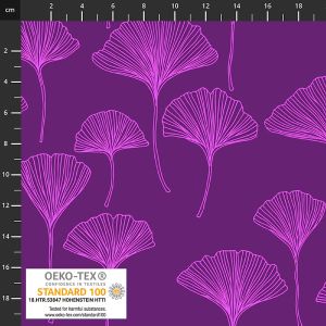 Jersey Stoff mit Ginkgo Muster in lila