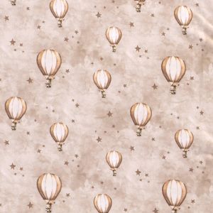 Jersey Stoff mit Heissluftballon Muster in ecru und beige