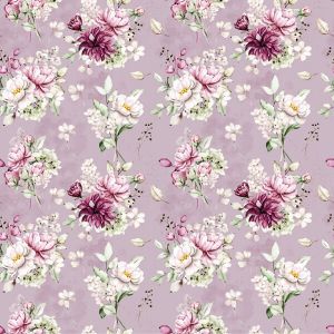 Jersey Stoff mit pastell Blumenmuster in hellviolett