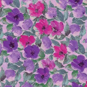 Jersey Stoff mit Pastell Blumen in pink und violett