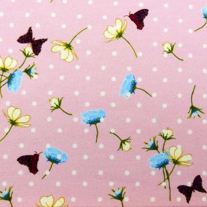 Jersey Stoff mit Schmetterlingsmuster in rosa