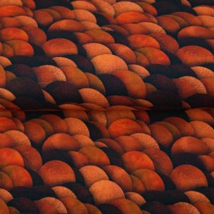 Jersey Stoff in schwarz-orange gemustert
