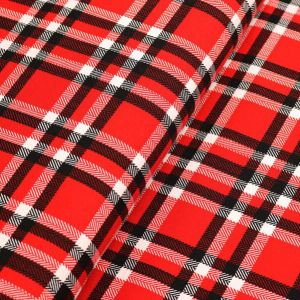 Jersey Stoff mit Tartan Karo Muster in rot