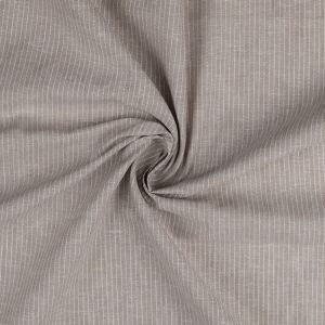 Leinen-Baumwolle Stoff in beige-melange gestreift