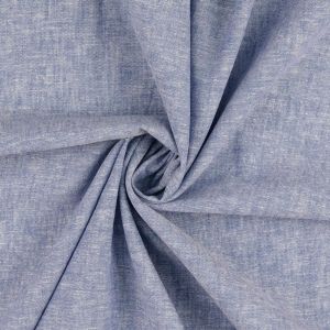 Leinen-Baumwolle Stoff in jeansblau-melange