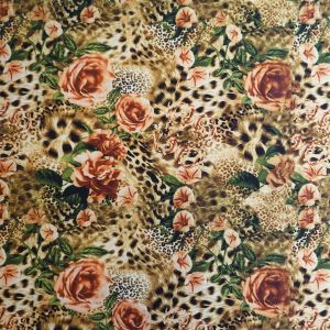 Lycra - Badelycra Stoff mit Leopard Muster und Rosen