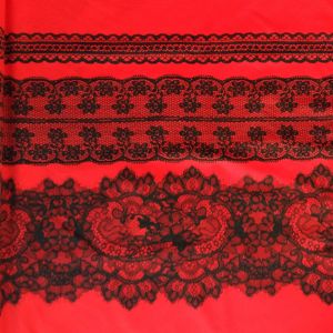 Badelycra - Lycra Stoff 'Spitze' in rot-schwarz