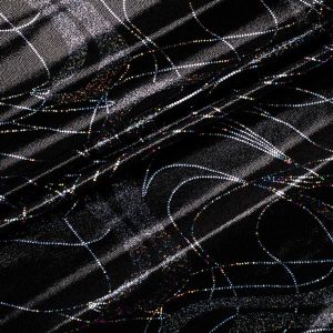 Lycra Stoff metallic gemustert in schwarz