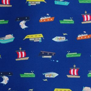 Marine Badehosenstoff mit Schiff-Muster - nicht elastisch