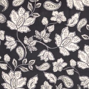 Monochrom Viskose-Leinen Stoff mit Blumenmuster
