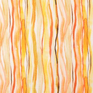 Detailansicht Musselin Digitaldruck Streifenmuster in orange & gelb, 100% Baumwolle, strukturierte Oberfläche der Double Gauze Webware.