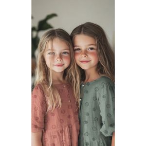 Musselin Stoff mit Igelmuster in der Farbe Cognac - N&auml;hbeispiel Kinderbluse aus diesem Stoff.