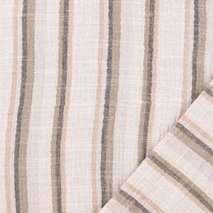 Musselin Stoff in sand und taupe gestreift um um sommerliche Hemden, Hosen zu nähen