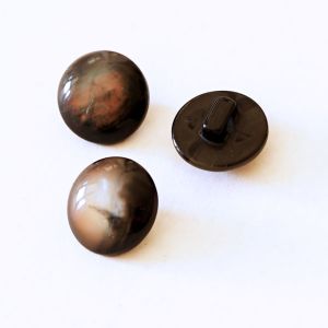 Restmenge 5 Stk. Opal-Ösenknopf in dunkelbraun-ecru 13mm