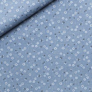Panama Baumwollstoff - Dekostoff mit Blumenmuster in hellblau