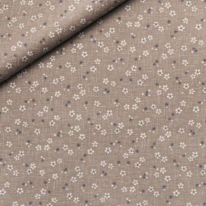 Panama Baumwollstoff - Dekostoff mit Blumenmuster in taupe