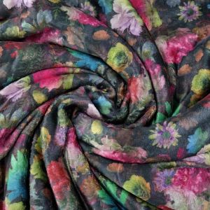 Plüsch Stoff mit Blumenmuster von Stenzo