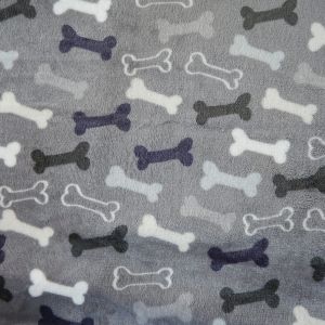 Plüsch Stoff mit Hundeknochen-Muster in grau