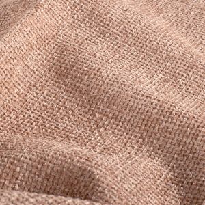 Nahaufnahme Polsterstoff altrosa: Strukturierte Oberfläche mit weichem Chenille-Kurzhaarflor, mattes Finish, ideal als robuster Bezugsstoff für Möbel und Kissen.
