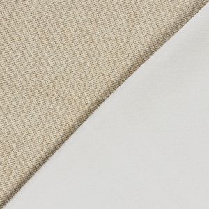 Polsterstoff beige doppelt gewoben: Garngefärbte Vorderseite mit Struktur und weisse Rückseite, blickdichtes Material für Polster und Vorhänge.