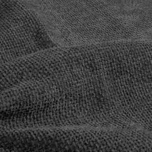 Polsterstoff dunkelgrau: Strukturierte Oberfläche mit weichem Chenille-Kurzhaarflor, mattes Finish, ideal als robuster Bezugsstoff für Möbel und Kissen.