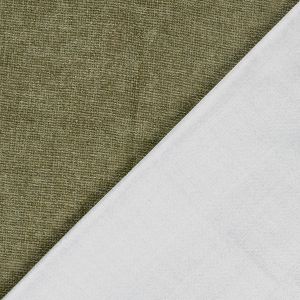 Polsterstoff oliv doppelt gewoben: Garngefärbte Vorderseite mit Struktur und weisse Rückseite, blickdichtes Material für Polster und Vorhänge.