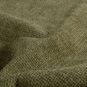 Polsterstoff oliv: Strukturierte Oberfläche mit weichem Chenille-Kurzhaarflor, mattes Finish, ideal als robuster Bezugsstoff für Möbel und Kissen.