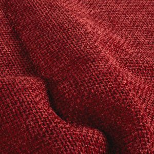 Polsterstoff rot: Strukturierte Oberfläche mit weichem Chenille-Kurzhaarflor, mattes Finish, ideal als robuster Bezugsstoff für Möbel und Kissen.
