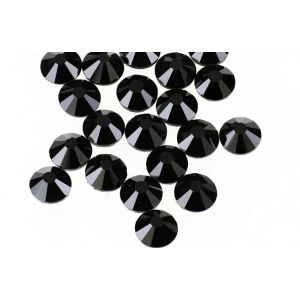 Funkelnde Hotfix Strasssteine Jet (schwarz), Premium Qualität, SS6. Brillant geschliffenes Glas für intensiven Glanz. Ideal für luxuriöse Designs an Kleidung & Accessoires.