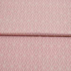 Wachstuch Stoff aus Baumwolle in robuster Halbpanama-Qualität mit matter Acryl Beschichtung für Taschen, Etuis, usw. - rosa mit heller Musterung.