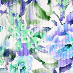Rippjersey in grün & violett mit Aquarell Muster