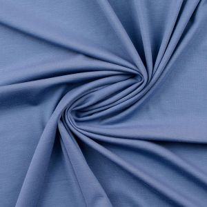Leichter, bielastischer Romanit Jersey in jeansblau, perfekt für Sommermode: Kleider, Blusen, Hosen.