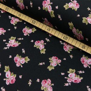 Romanit Jersey Stoff in schwarz mit Rosen