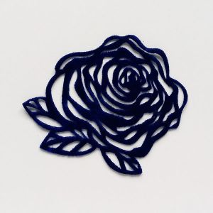 Samtapplikation Rose in dunkelblau