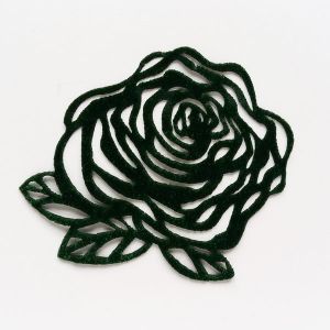 Samtapplikation Rose in dunkelgrün
