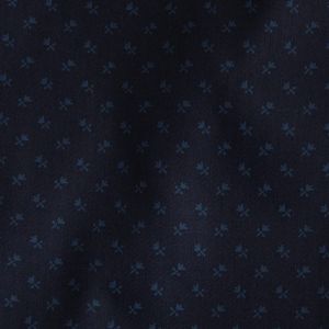 Baumwolle-Satin Stoff in dunkelblau mit feinem Blumenmuster in grau für Trachten, Kleider, Röcke oder Blusen.