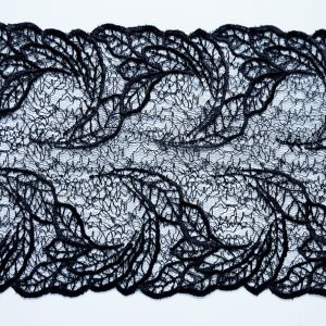Schwarze Tüllstickerei-Spitze - 19cm breit