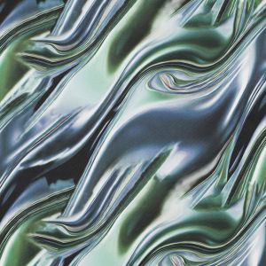 Farverlauf Softshell Stoff 'Metallic Liquid' in grün und blau