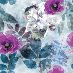 Heller Softshell Stoff mit Mohnblume-Muster