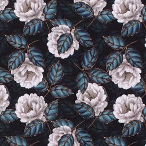 Softshell Stoff in petrol mit Blumenmuster