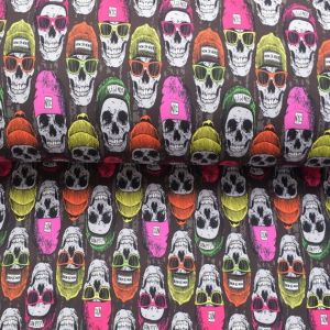 Softshell Stoff mit Totenkopf-Muster
