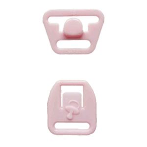 Still-BH Verschluss Set in rosa: Detailaufnahme des Kunststoff-Verschlusses mit 17mm Träger- & 12mm Körbchen-Durchlass.