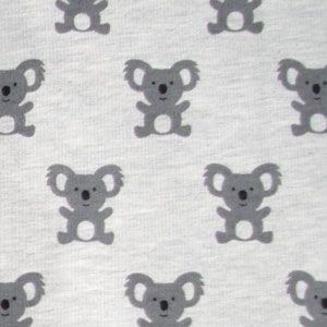 Sweat Stoff mit Koala-Muster in graumelange