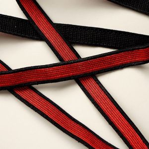 Trägergummi in schwarz & rot gestreift, 13mm breit zum BHs, Tops & Kleider nähen