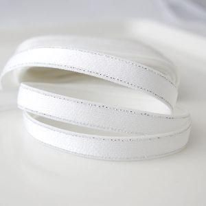 Trägergummi, elastisches Trägerband in weiss mit Silberstreifen, 10mm breit um BH, Kleider & Tops zu nähen